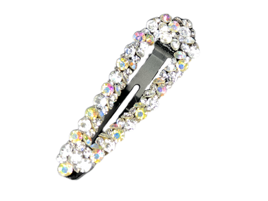 Large Glitter Snap Hair Clip - White